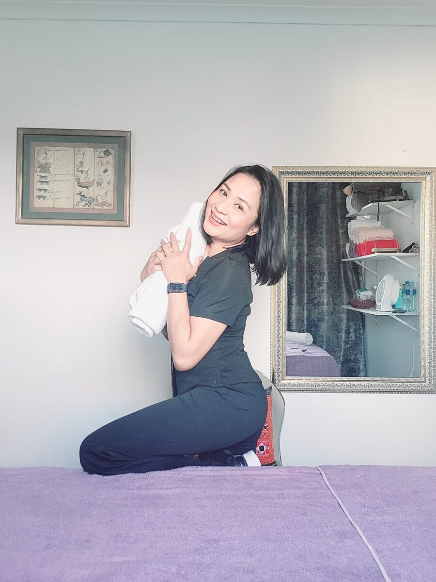 Yuwaree, Thai massage therapist, in the studio